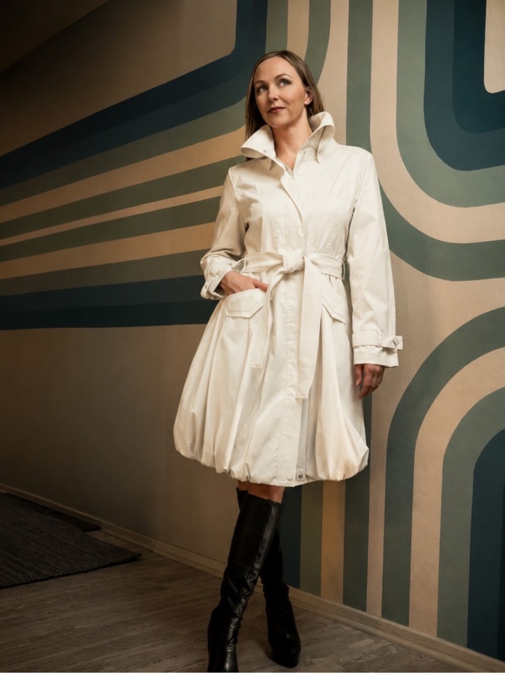 Samuel Dong Coral Red Belted Trench Coat